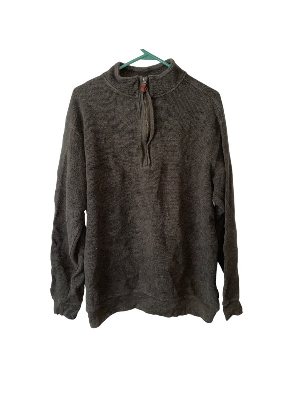 Woolrich Mens XL Half-Zip Pullover Sweater 100% Cotton Gray Long Sleeve